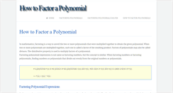 Desktop Screenshot of howtofactorapolynomial.com